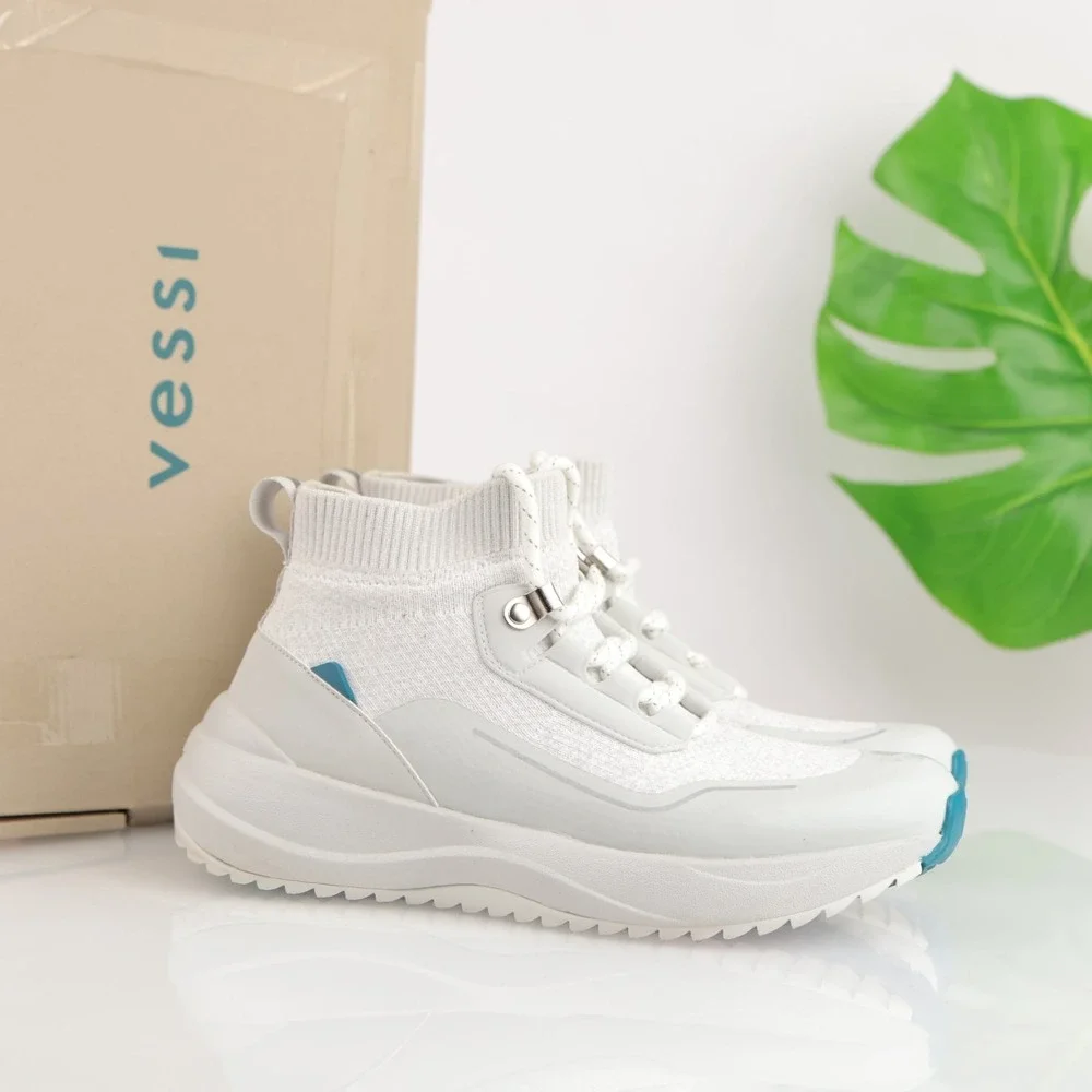 Vessi Womens Stormburst High Top Sneakers Size 6 Waterproof White Lace Up Shoes